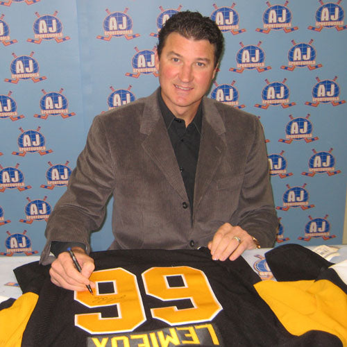 Mario Lemieux Signed, Framed 20x24 Canvas with Pittsburgh - White