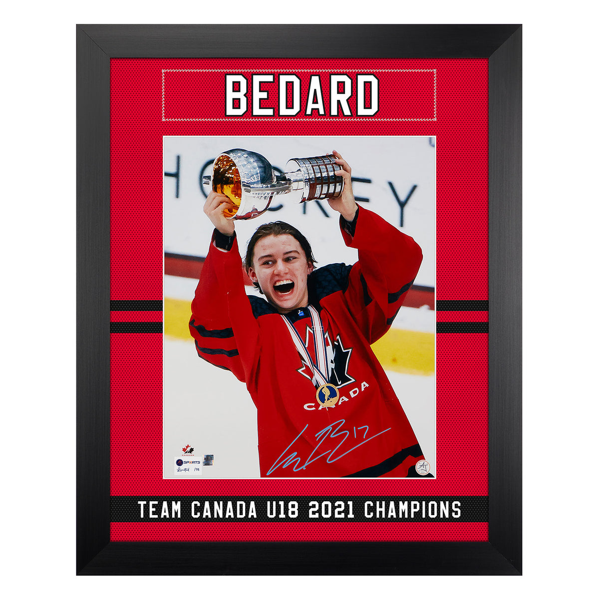 Connor Bedard Signed Team Canada World Jr 36x44 Jersey Frame –  CollectibleXchange