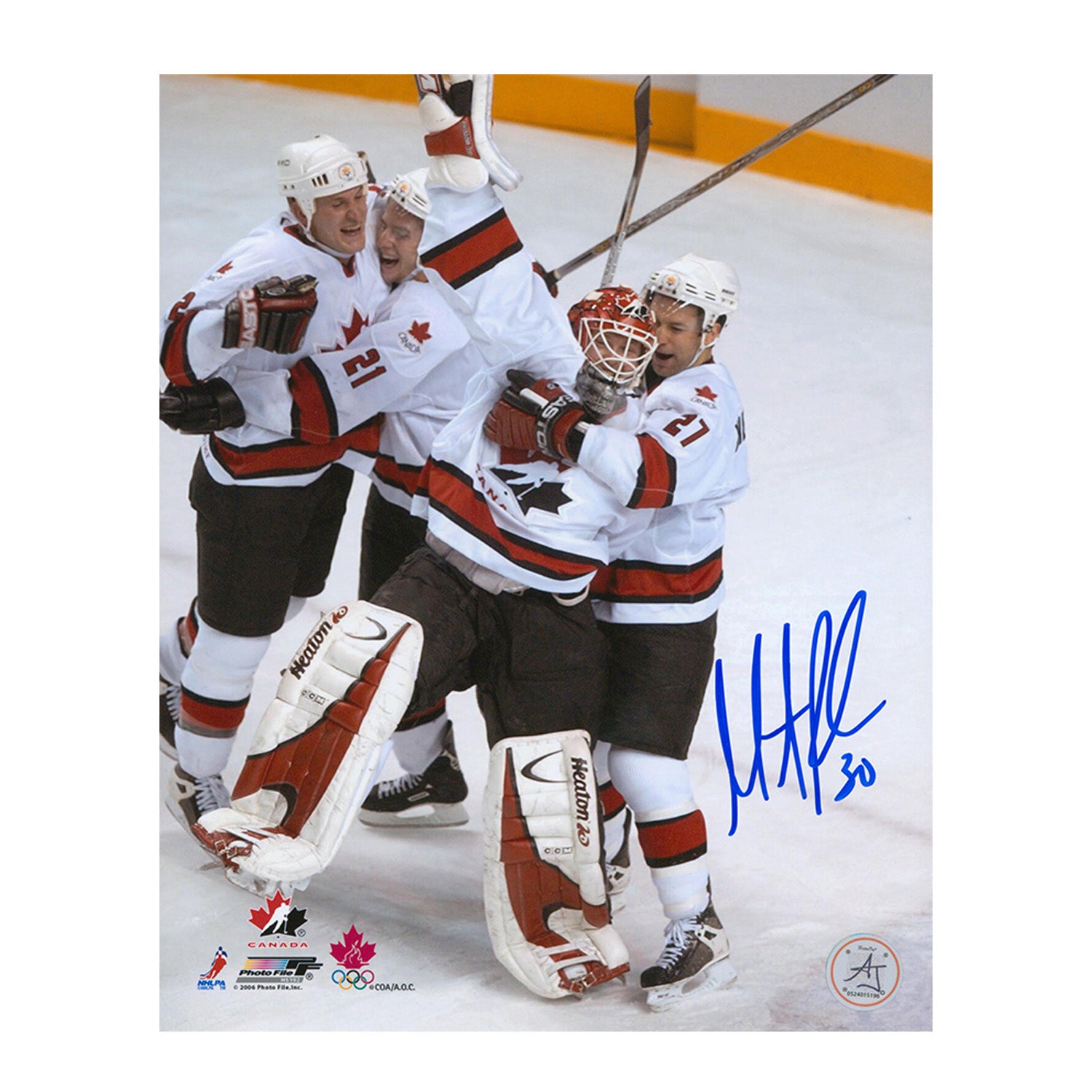 AJ Sports | Martin Brodeur Team Canada Autographed Olympic Gold Celebration 8x10 Photo