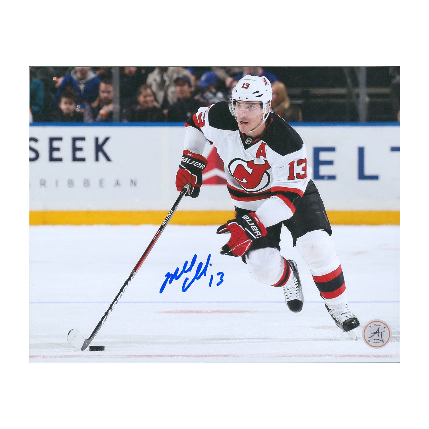 AJ Sports | Mike Cammalleri Autographed New Jersey Devils Puck Rush 8x10 Photo