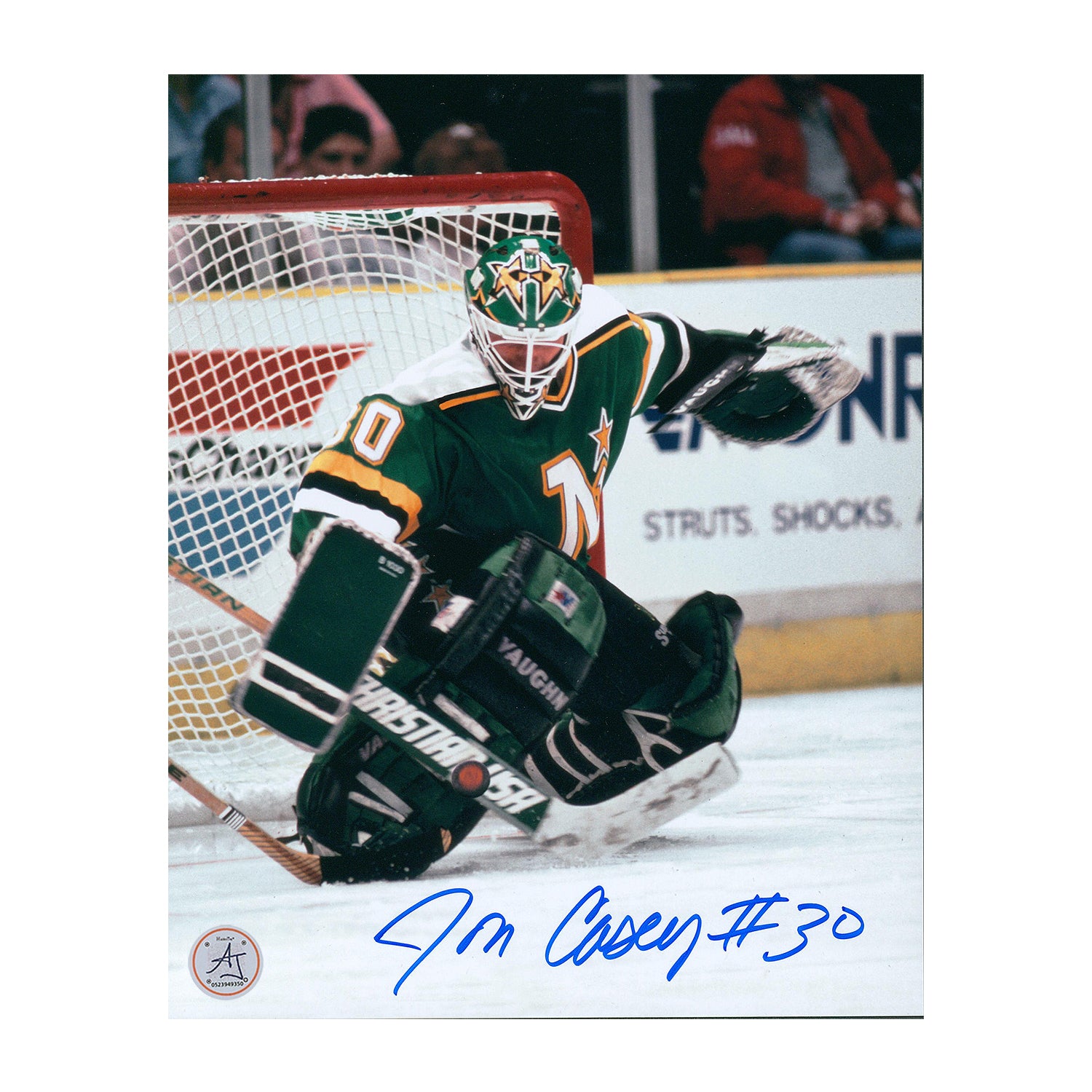 AJ Sports | Jon Casey Autographed Minnesota North Stars Kick Save 8x10 Photo