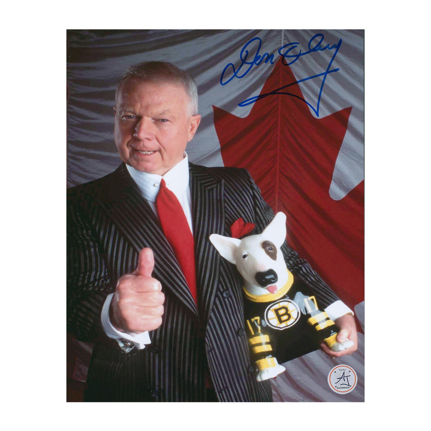 AJ Sports | Don Cherry Autographed Canadian Flag Thumbs Up 8x10 Photo