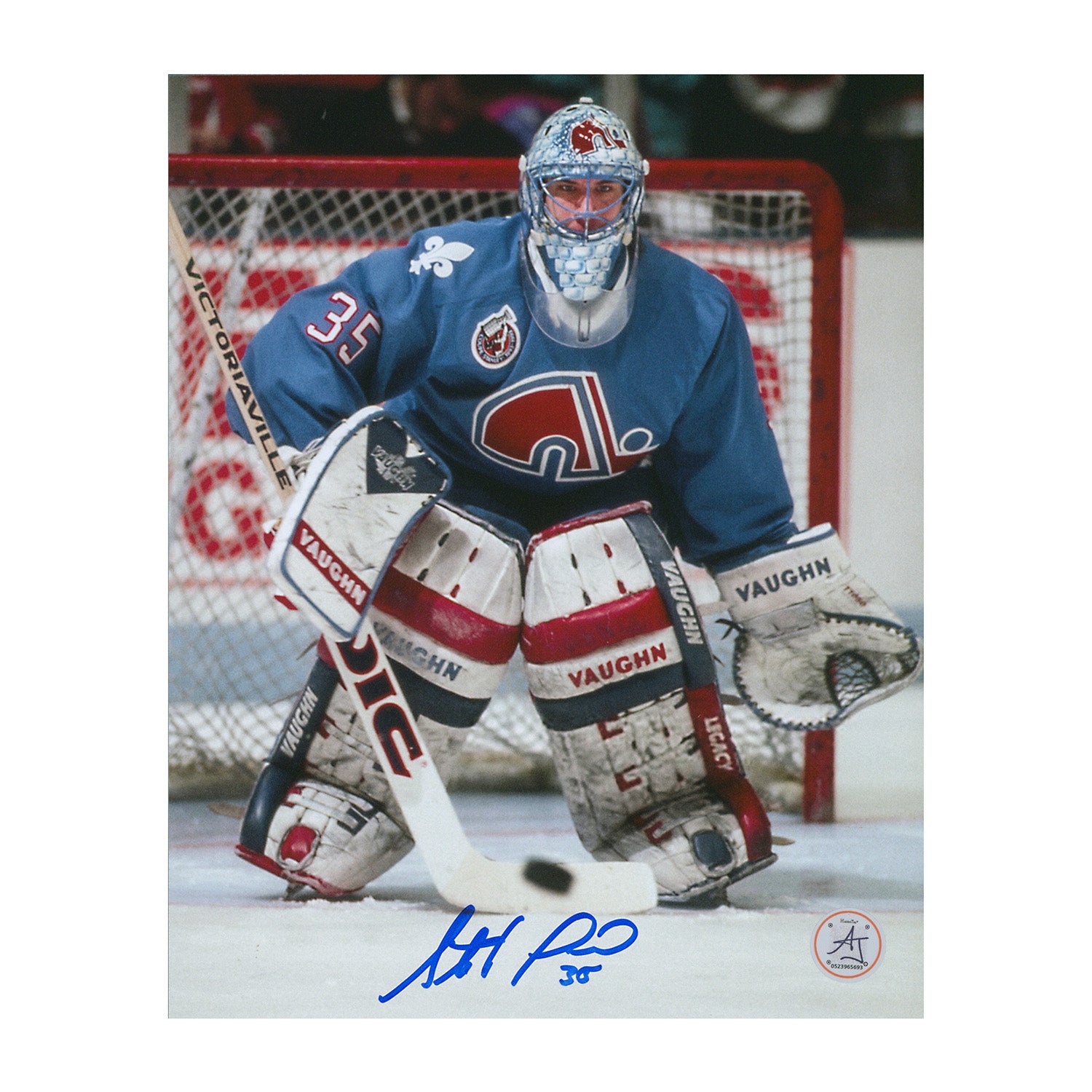 AJ Sports | Stephane Fiset Signed Quebec Nordiques Between The Pipes 8x10 Photo