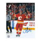 AJ Sports | Johnny Gaudreau Autographed Calgary Flames Goal Celebration 8x10 Photo