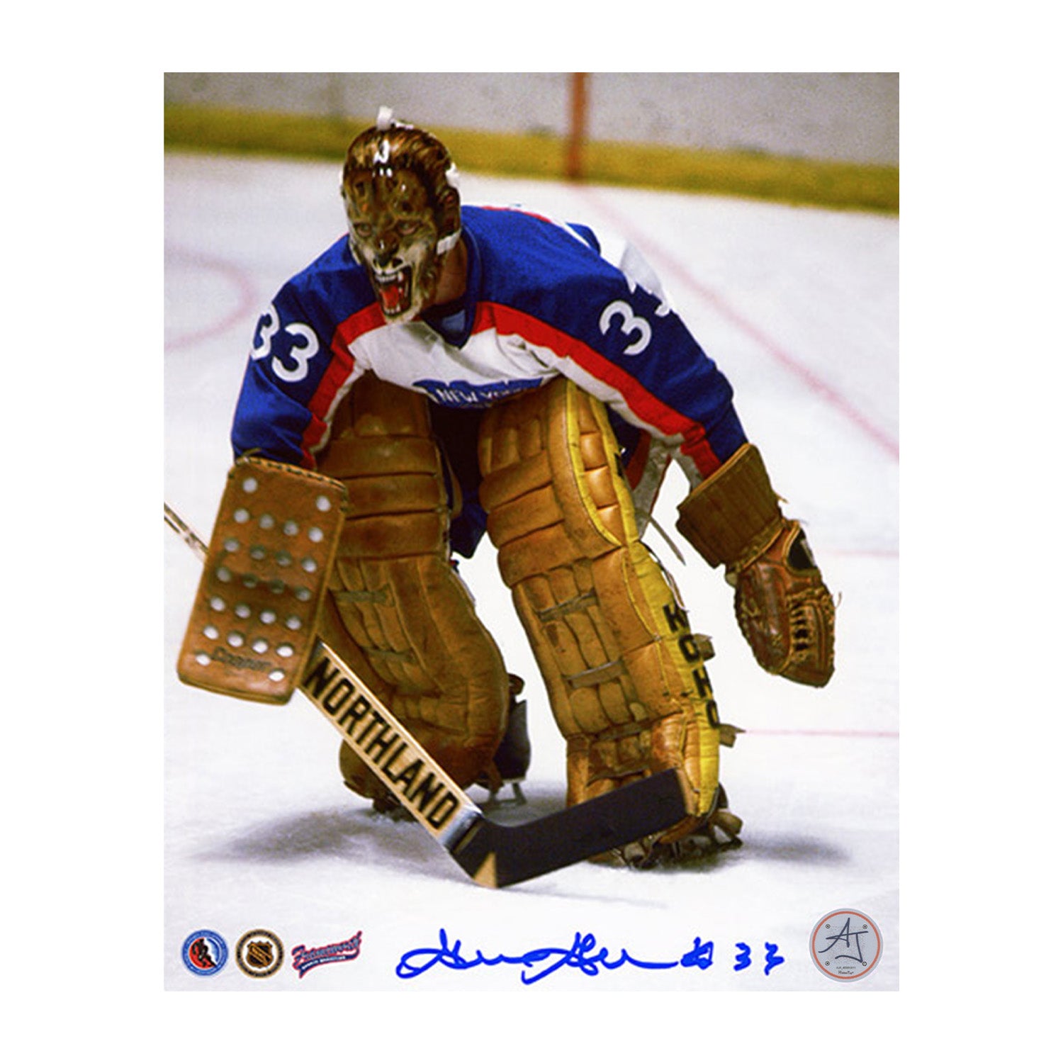 AJ Sports | Gilles Gratton Autographed New York Rangers Game Action 8x10 Photo