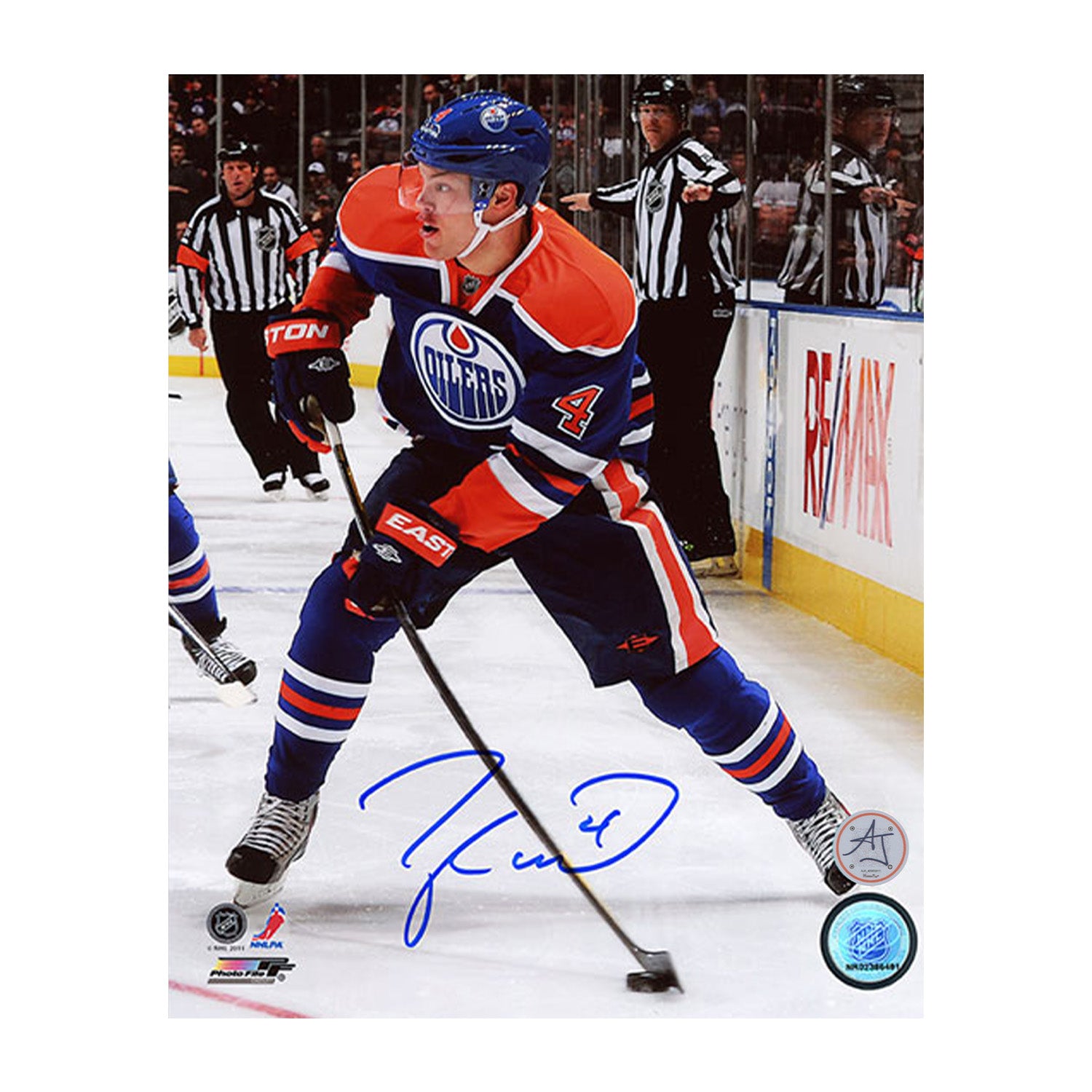 AJ Sports | Taylor Hall Signed Edmonton Oilers Game Action 8x10 Photo