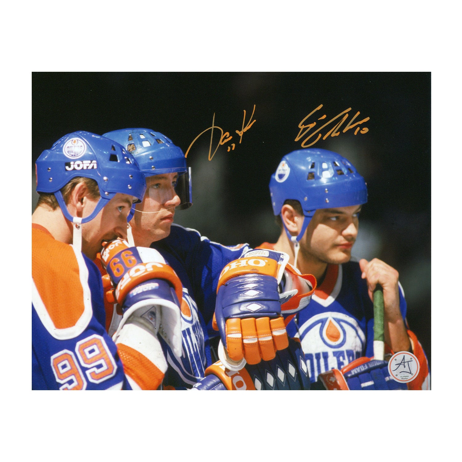 AJ Sports | Jari Kurri & Esa Tikkanen Dual Signed Edmonton Oilers Gretzky Line 8x10 Photo