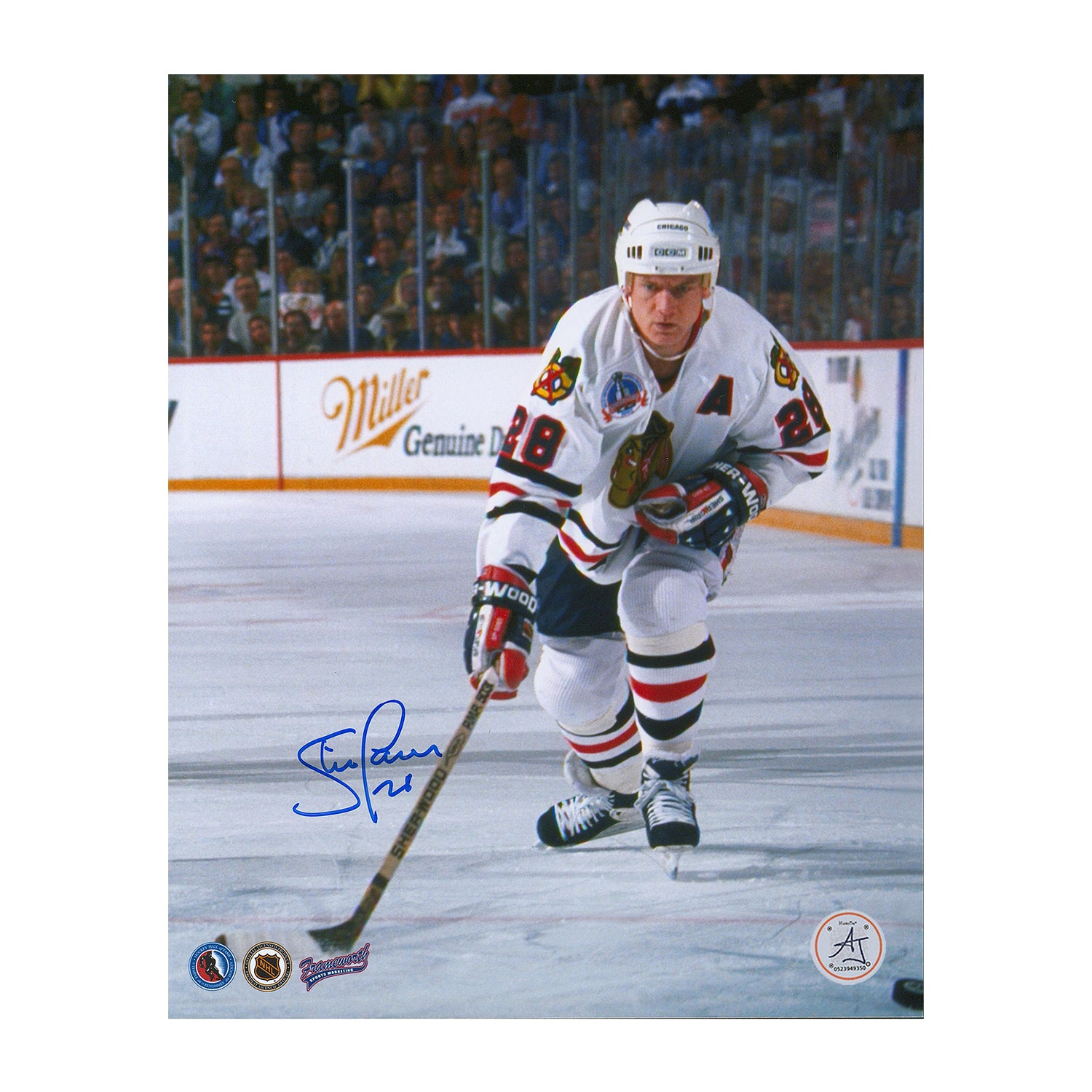 AJ Sports | Steve Larmer Autographed Chicago Blackhawks Playoff Finals 8x10 Photo