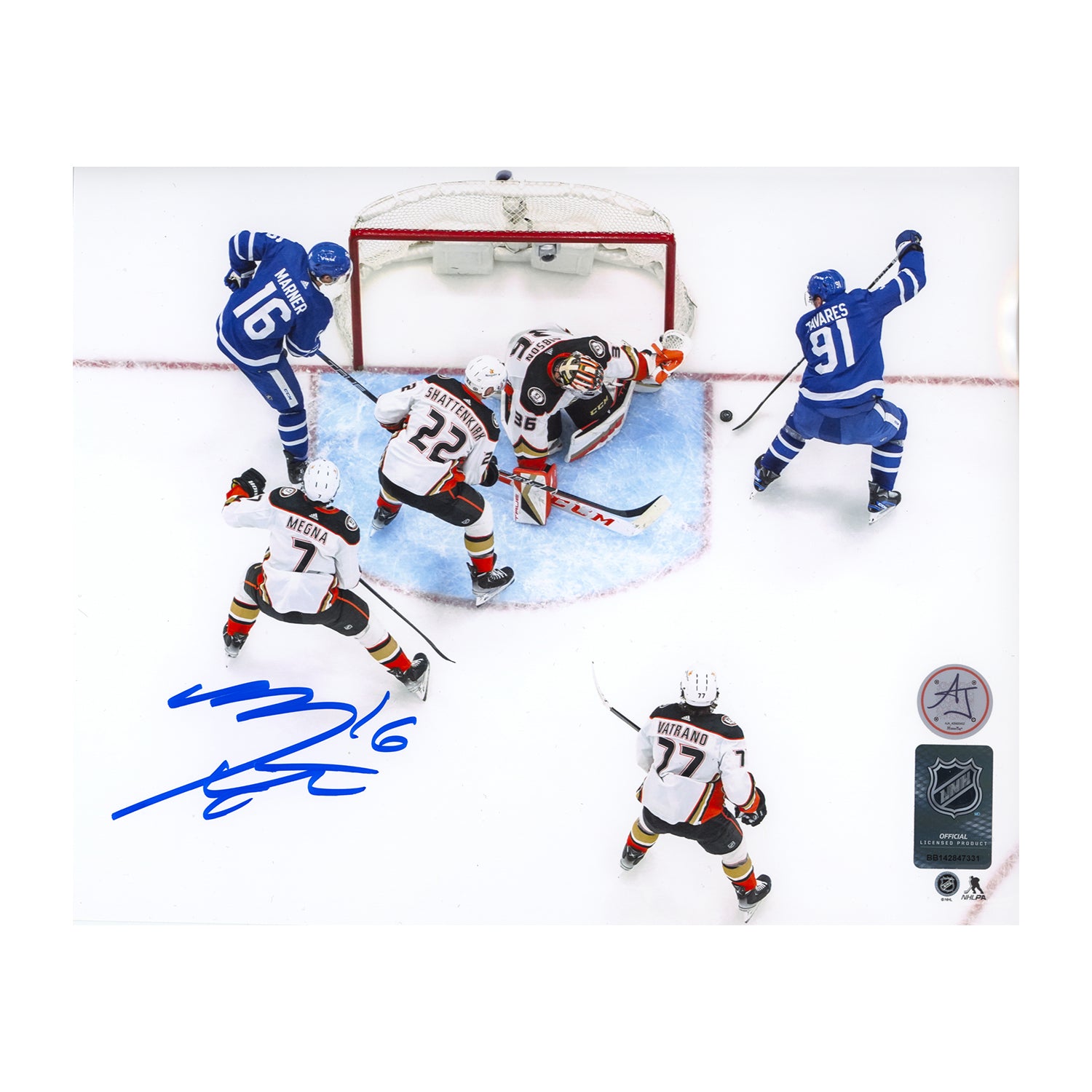 AJ Sports | Mitch Marner Signed Toronto Maple Leafs Aerial View 8x10 Photo