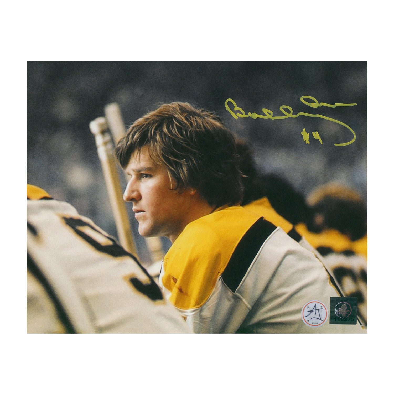 AJ Sports | Bobby Orr Autographed Boston Bruins Bench Close-Up 8x10 Photo