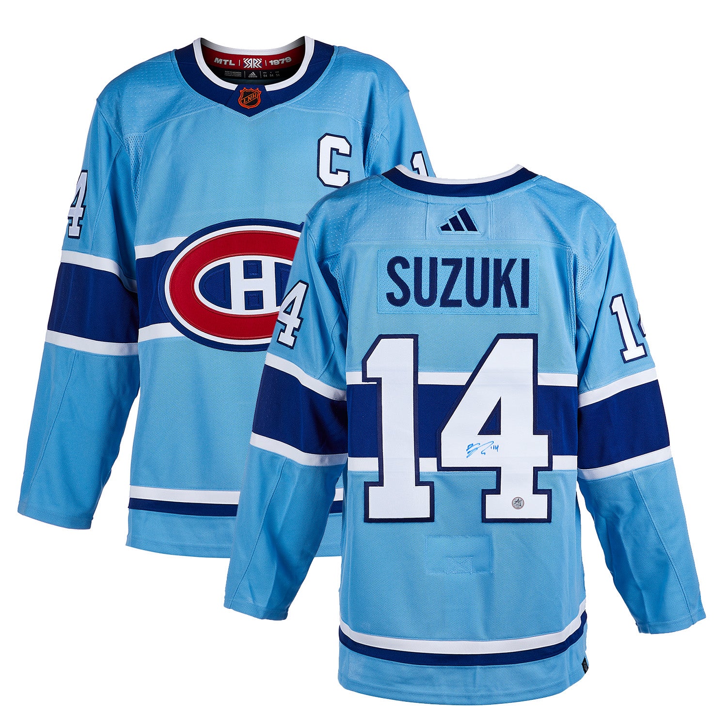 Cole Caufield Montreal Canadiens Autographed Fanatics Authentic Light Blue  2022-23 Reverse Retro adidas Authentic Jersey