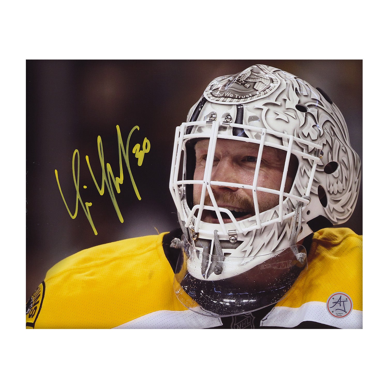 AJ Sports | Tim Thomas Signed Boston Bruins Goalie Mask Profile 8x10 Photo