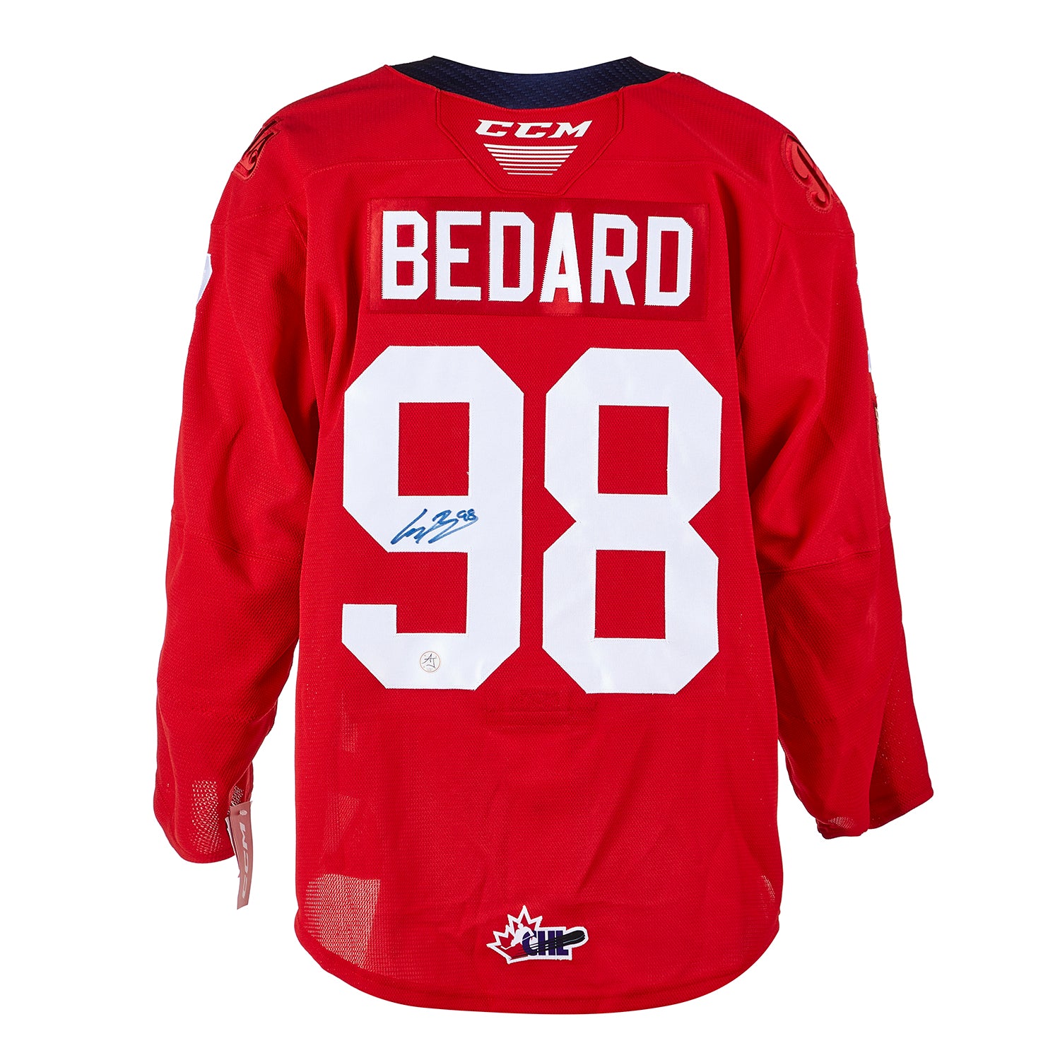 AJ Sports  Connor Bedard Signed Regina Pats Alt Red Pro Model CCM Jersey