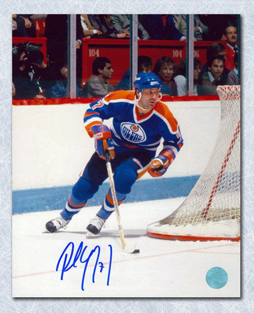 Paul Coffey Signed Edmonton Oilers Blue Jersey (JSA COA) 4x Stanley Cu –