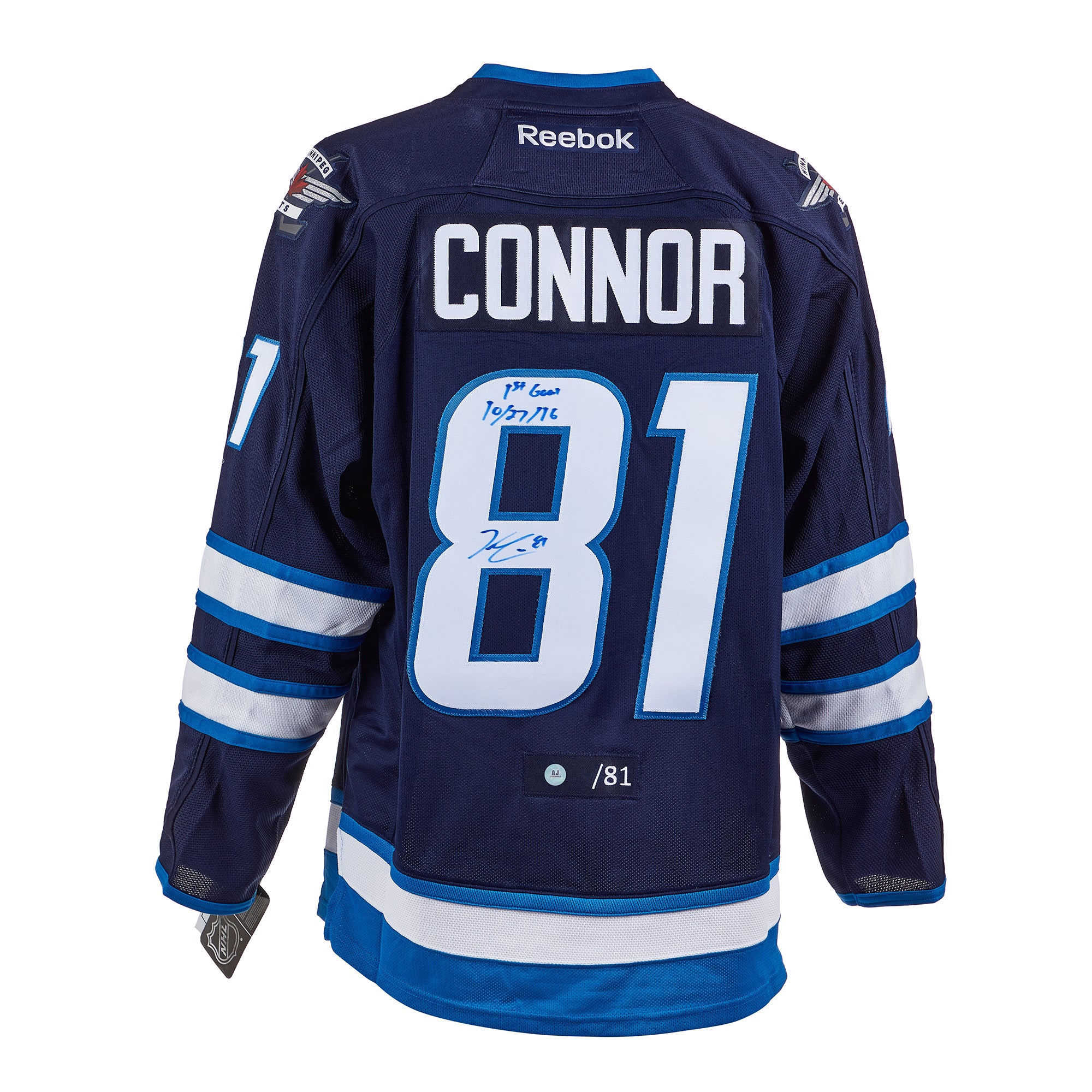 Kyle Connor Winnipeg Jets Signed & Dated 1st Goal Reebok Jersey #/81 | AJ Sports.