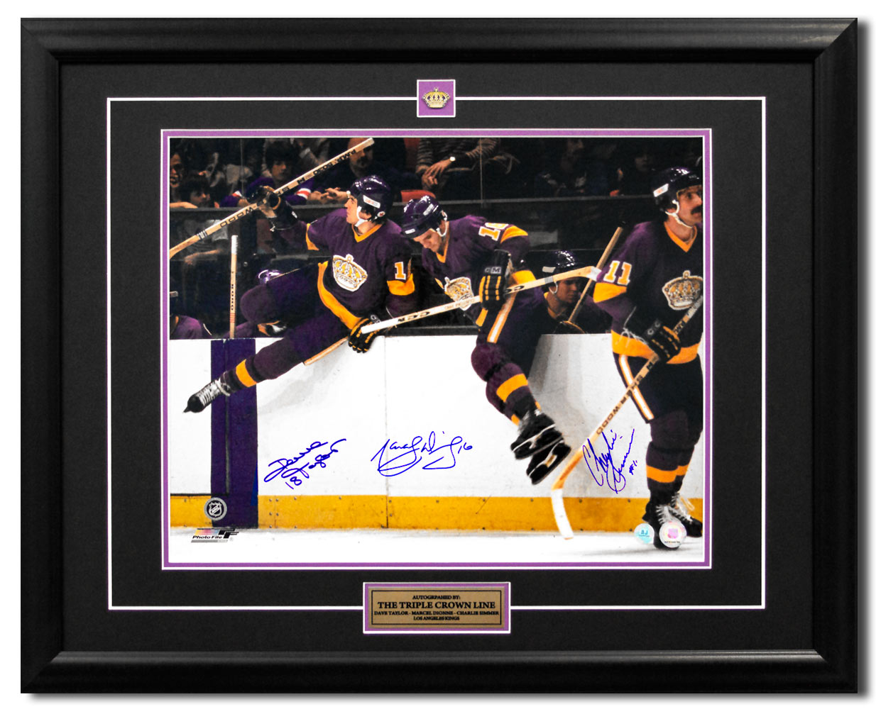 LA Kings Triple Crown Line Autographed Marcel Dionne Simmer & Taylor 26x32 Frame | AJ Sports.