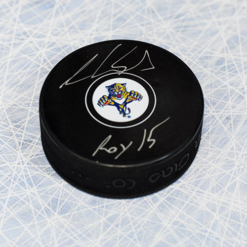 Aaron Ekblad Florida Panthers Signed & Inscribed ROY 15 Puck | AJ Sports.