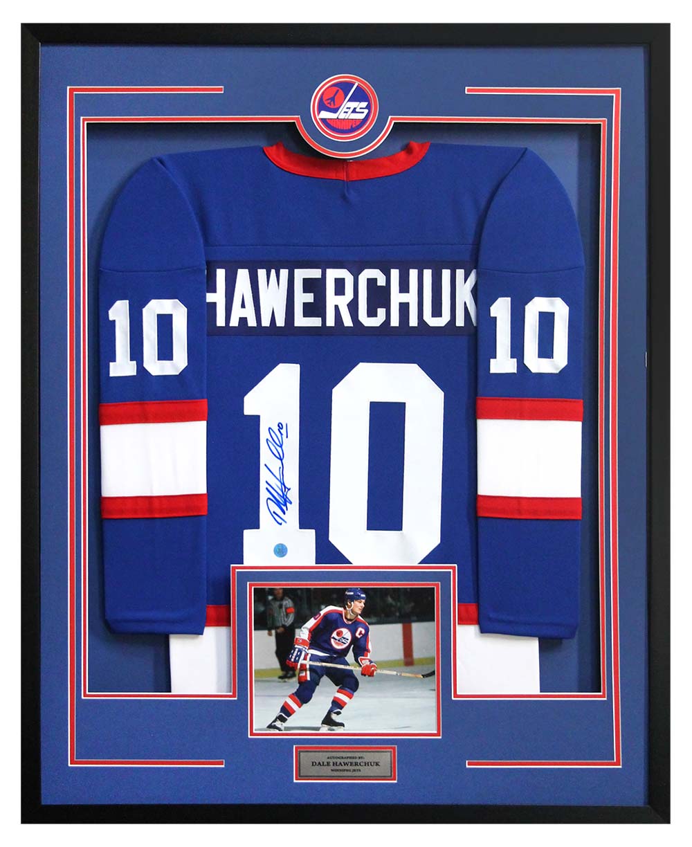 Dale Hawerchuk Winnipeg Jets Signed Vintage 36x44 Framed Jersey Display | AJ Sports.