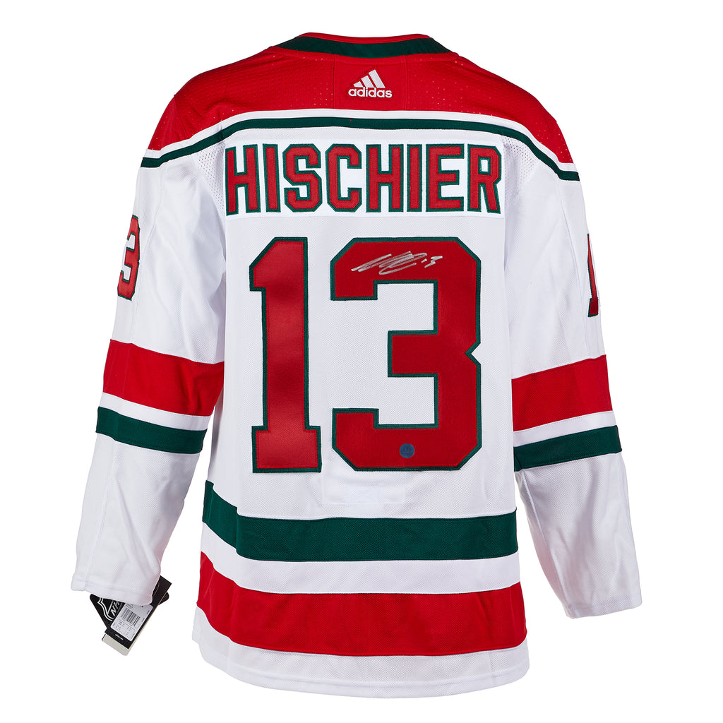 Nico Hischier Autographed 2021-22 Hockey Fights Cancer Locker Room