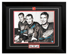 Gordie Howe, Bill Gadbsy & Ted Lindsay Signed Red Wings Legends 26x32 Frame | AJ Sports.