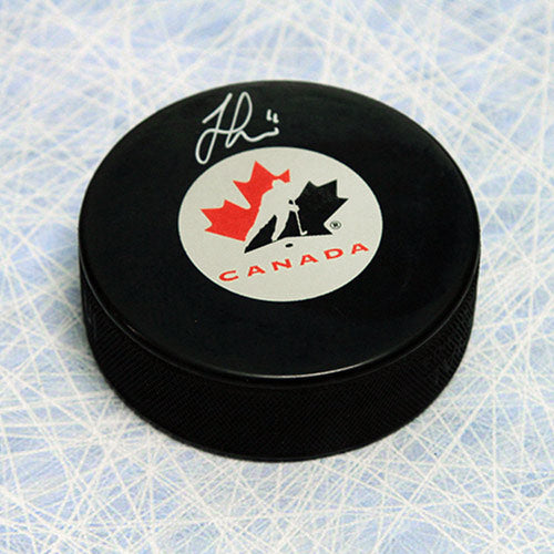 Jonathan Huberdeau Team Canada Autographed Hockey Puck | AJ Sports.