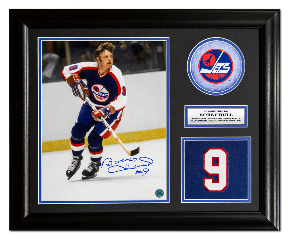 Bobby Hull Winnipeg Jets Signed 20x24 Retired Number Frame | AJ Sports.