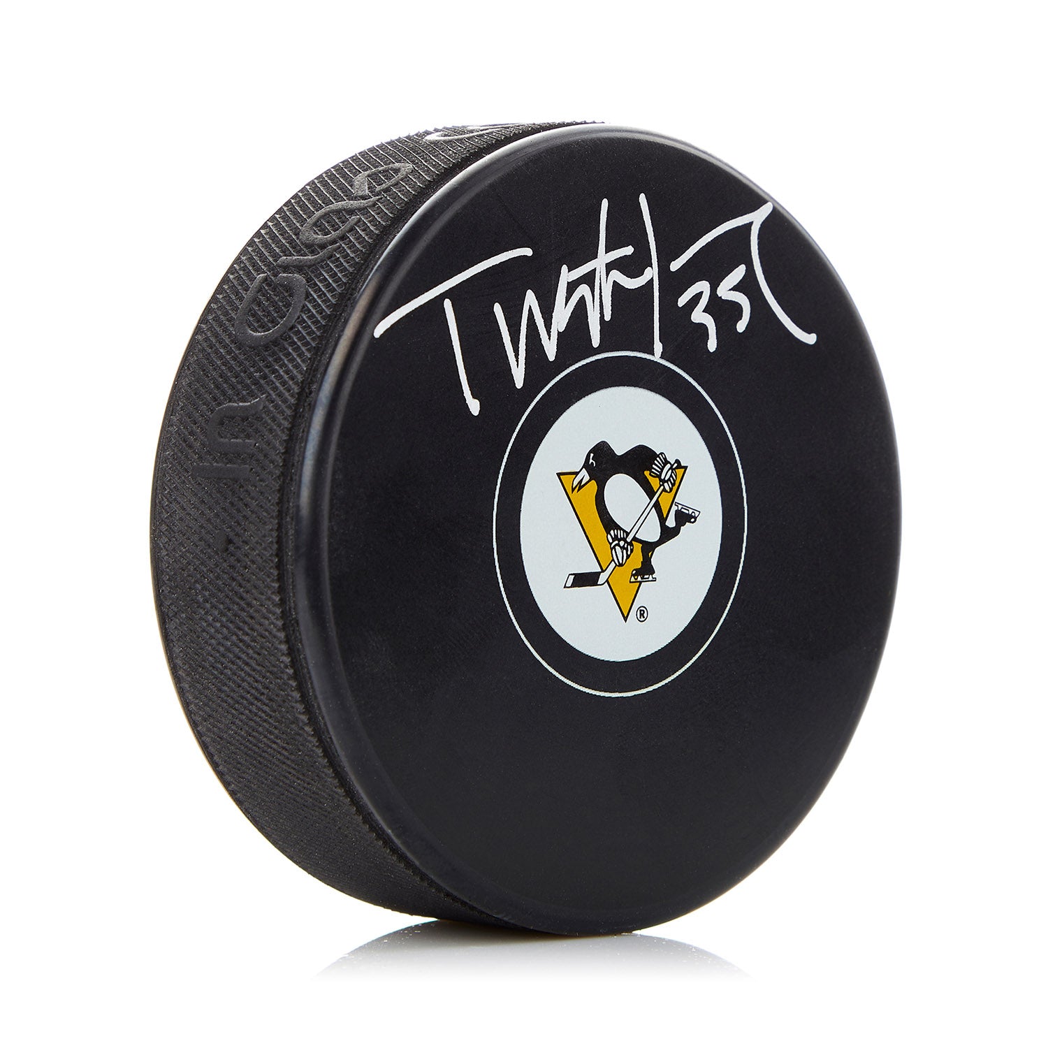 Tristan Jarry Pittsburgh Penguins Autographed Hockey Puck | AJ Sports.