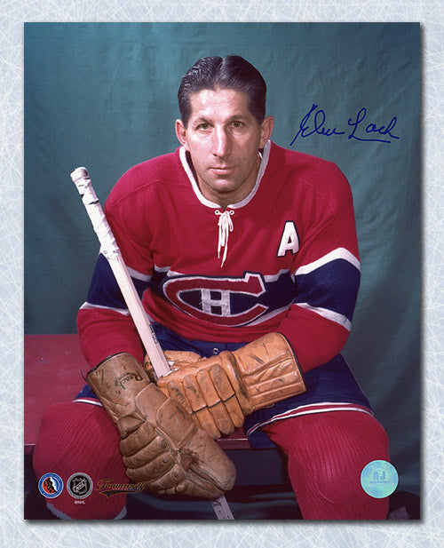 Elmer Lach Montreal Canadiens Autographed Color Pose 8x10 Photo | AJ Sports.