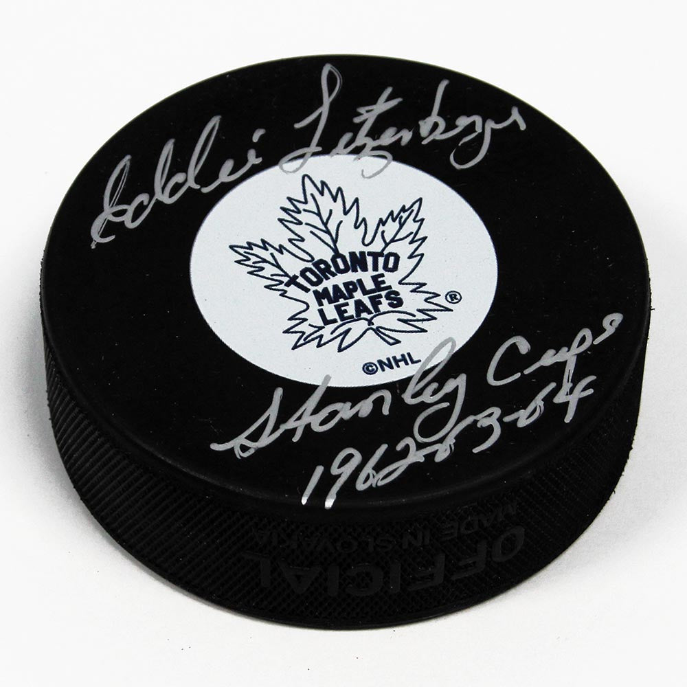 Ed Litzenberger Toronto Maple Leafs Signed Stanley Cup Note Puck | AJ Sports.