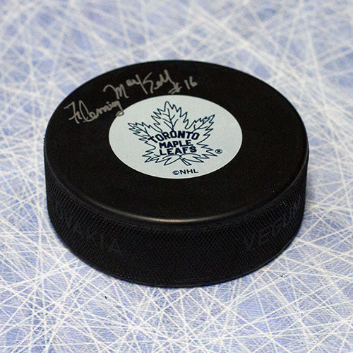 Fleming Mackell Toronto Maple Leafs Signed Original 6 Puck | AJ Sports.