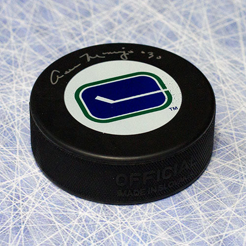 Cesare Maniago Vancouver Canucks Autographed Hockey Puck | AJ Sports.