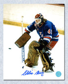 Eddie Mio New York Rangers Autographed Hockey Goalie 8x10 Photo | AJ Sports.