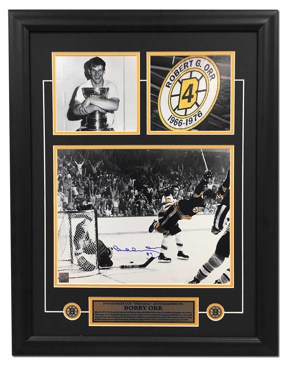 Bobby Orr Boston Bruins Signed Stanley Cup Goal 21x27 Story Frame | AJ Sports.