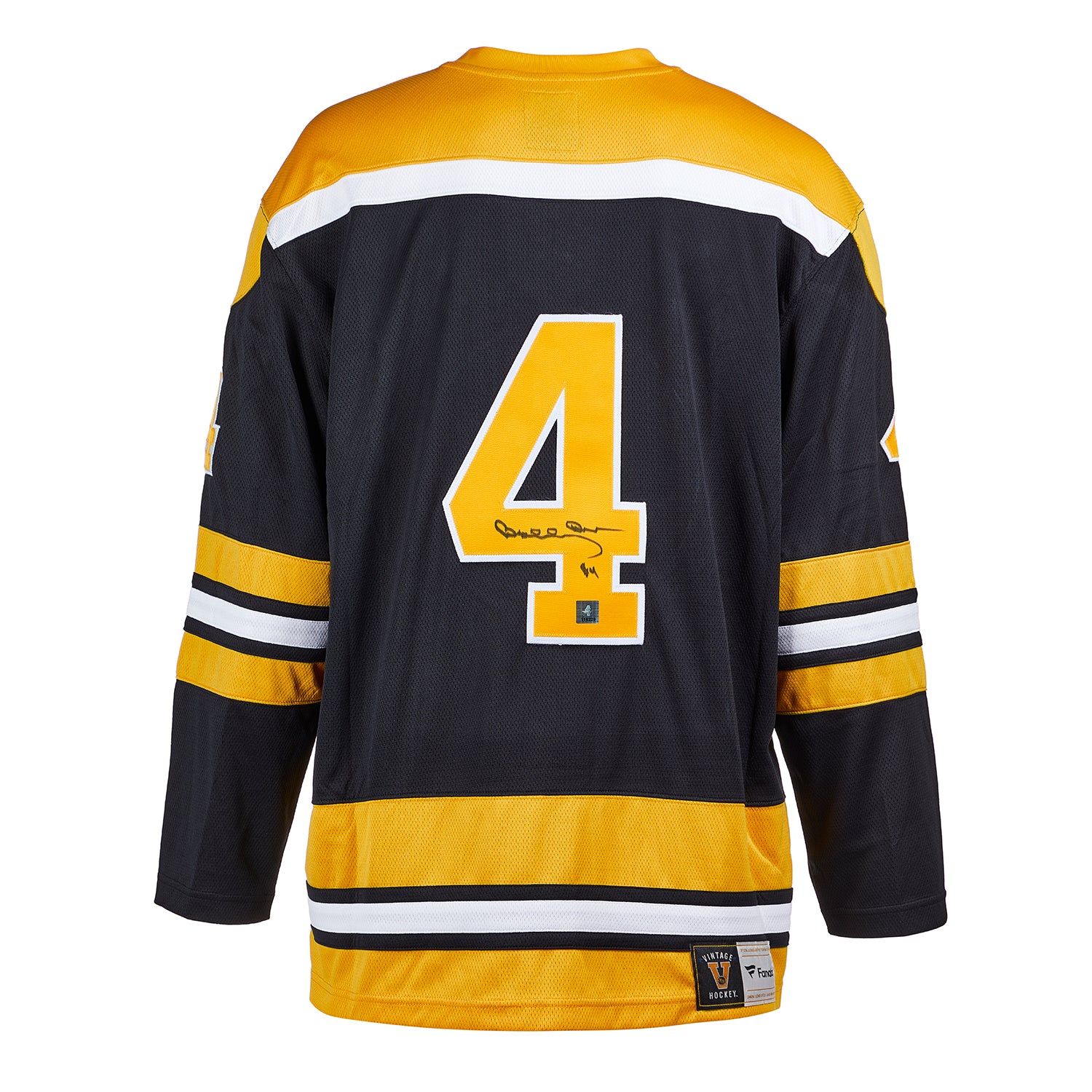 Bobby Orr Signed Framed Boston Bruins Black Fanatics Vintage Hockey Jersey  GNR
