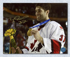 Mike Peca Team Canada Autographed 2002 Olympic Gold Medal 8x10 Photo | AJ Sports.