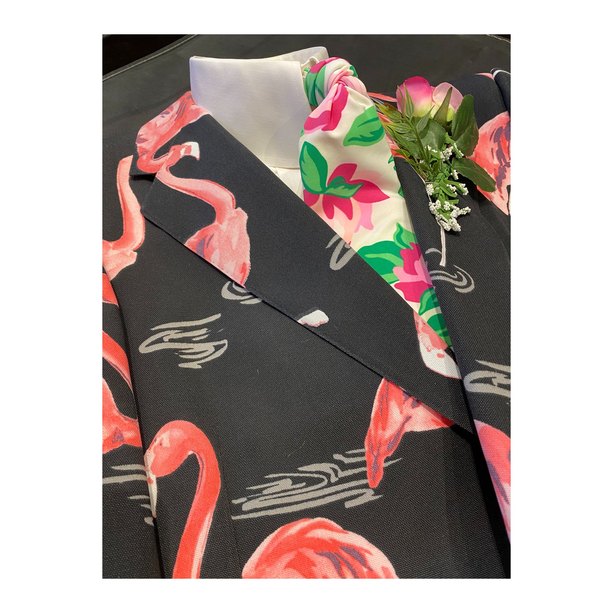 Don Cherry Flamingo Print On Air Worn Jacket Ensemble | AJ Sports.