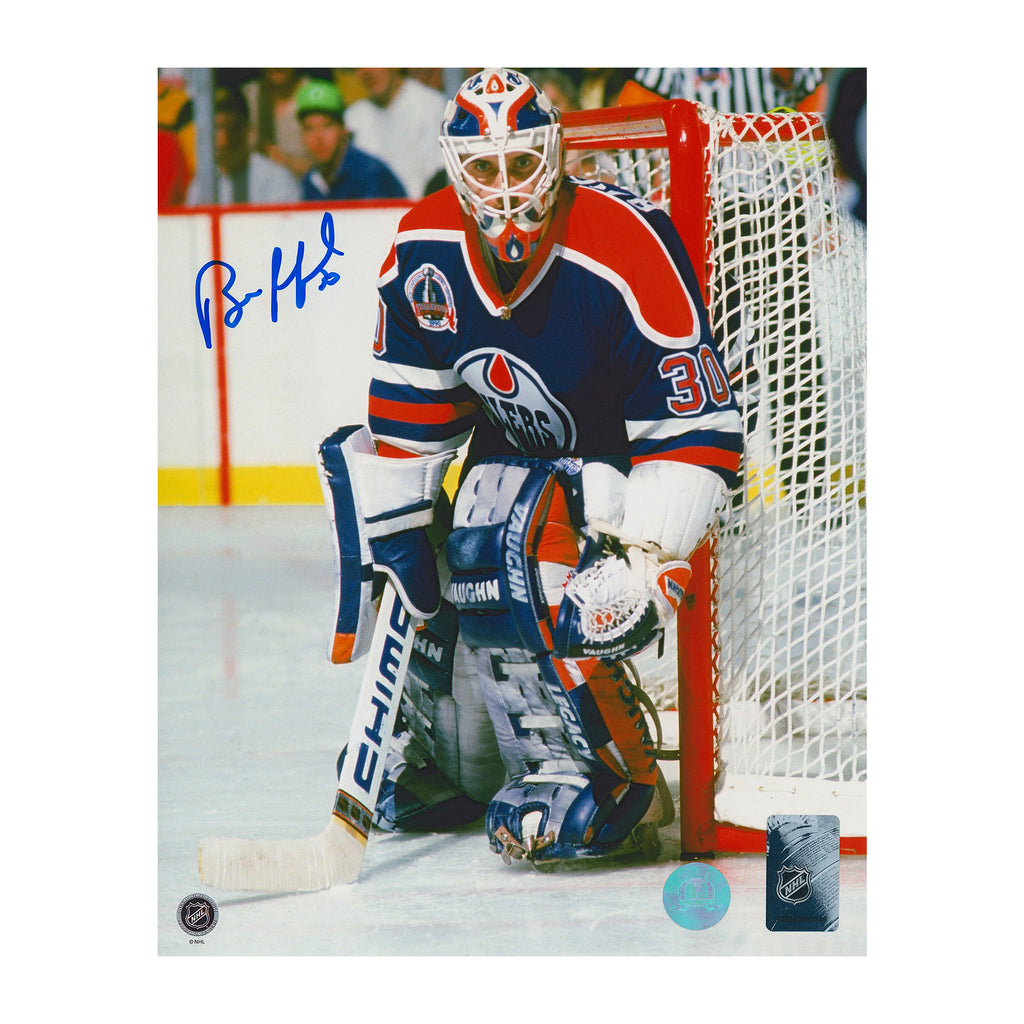 Andy Moog Edmonton Oilers Autographed Signed Goal Mask 8x10 Photo