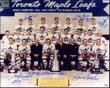 1967 Maple Leafs Stanley Cup Jersey Team-Signed by (8) With Red