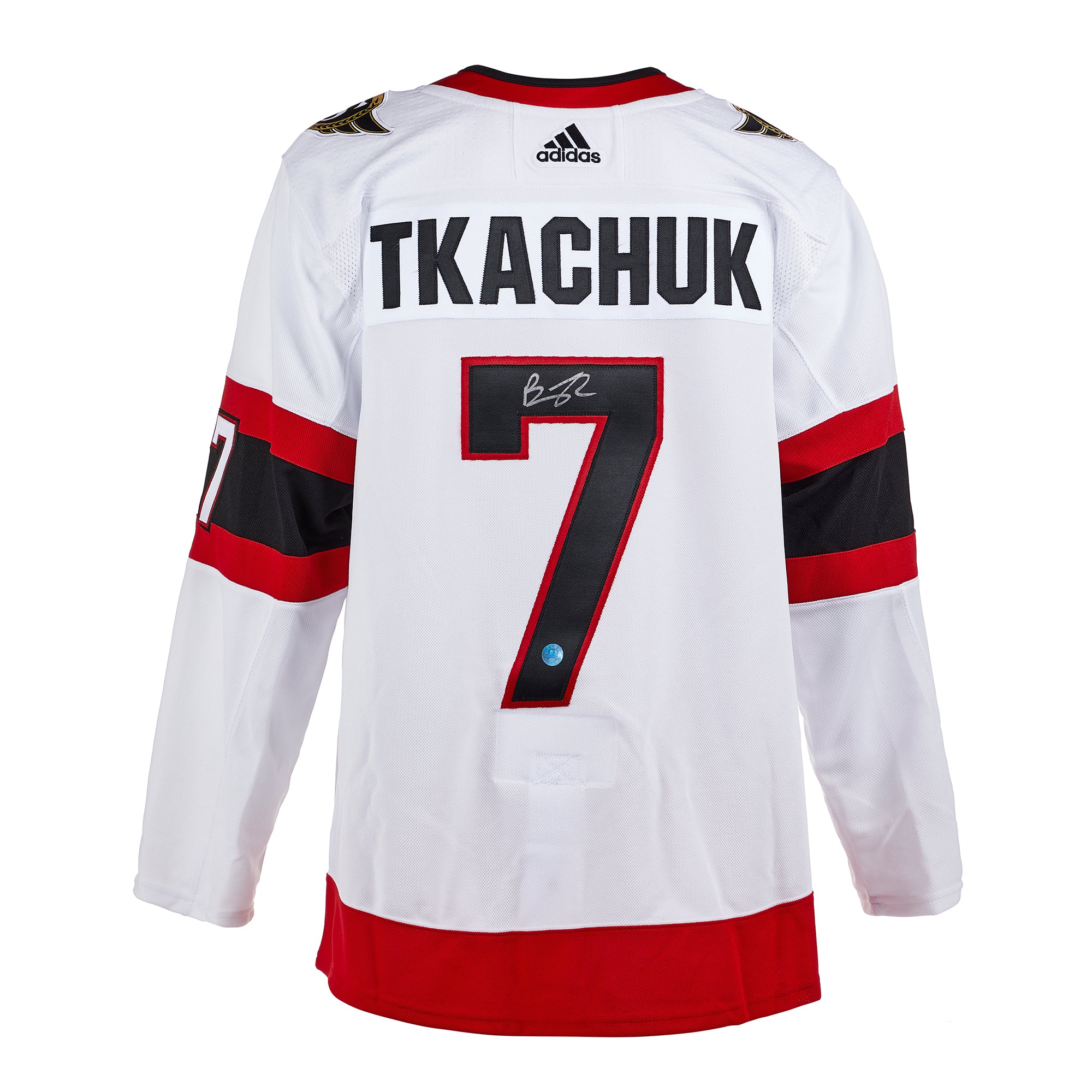 Brady Tkachuk Ottawa Senators Signed White Adidas Jersey | AJ Sports.