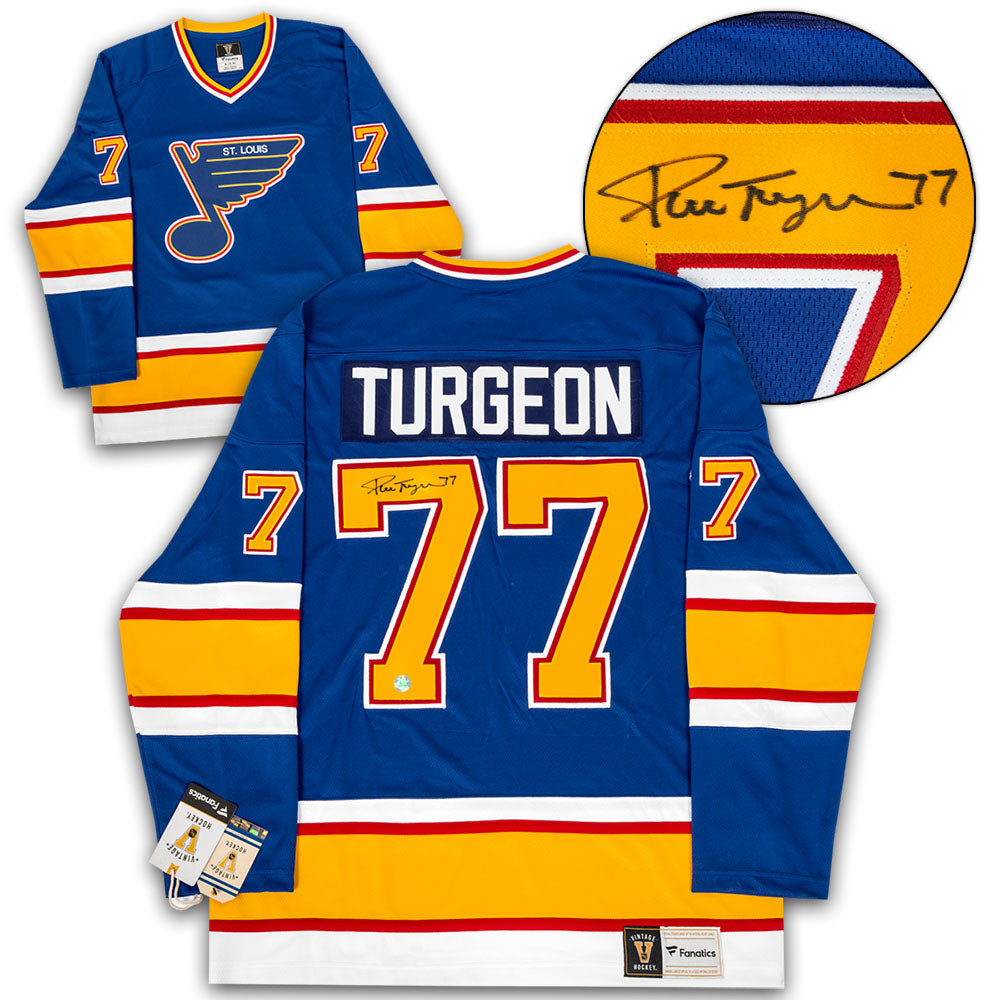 Pierre Turgeon St Louis Blues Signed Retro Fanatics Jersey | AJ Sports.