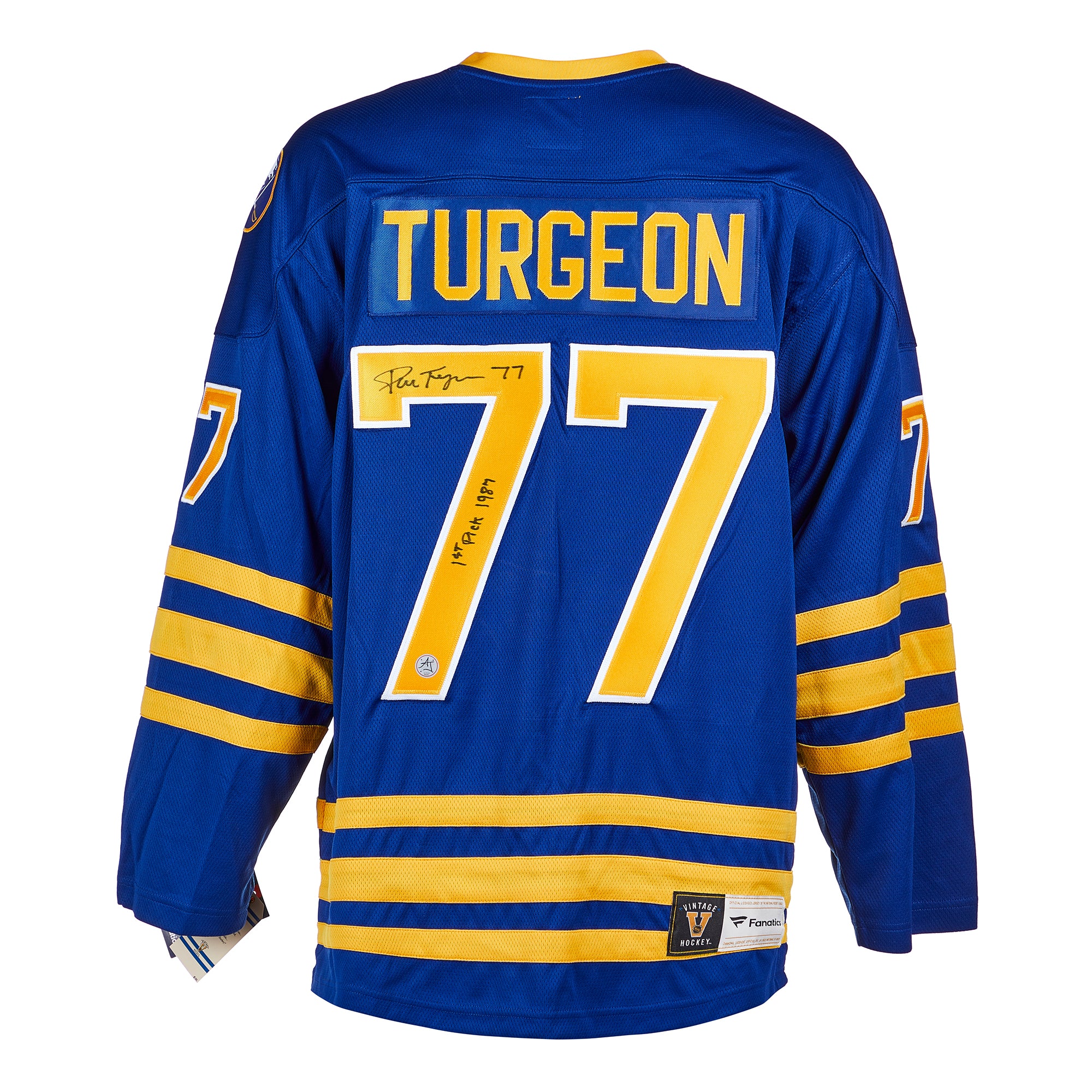 Pierre Turgeon Buffalo Sabres Signed 1st Pick 1987 Vintage Fanatics Jersey | AJ Sports.